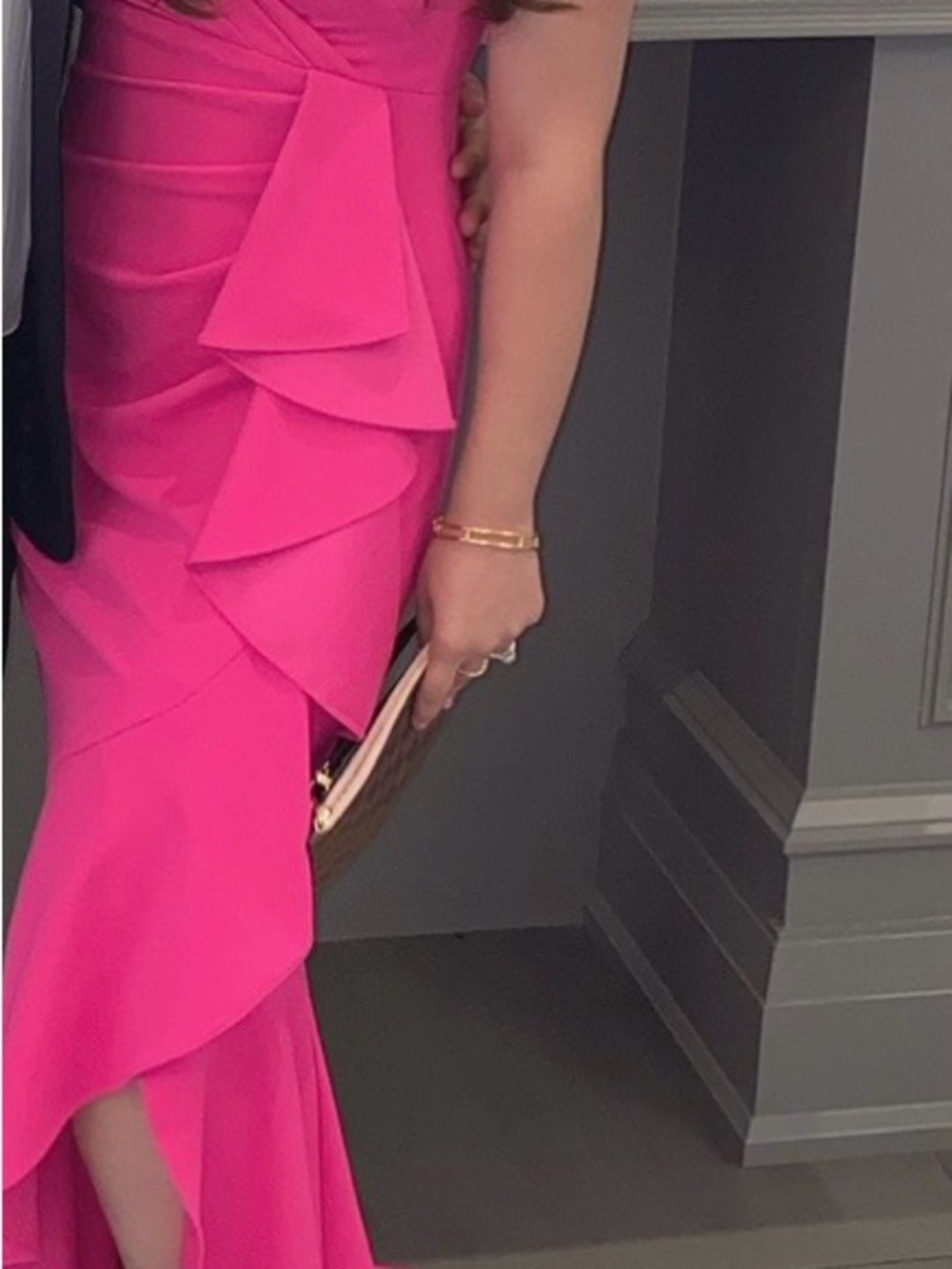 Ruffle-Trim Maxi Dress in Hot Pink